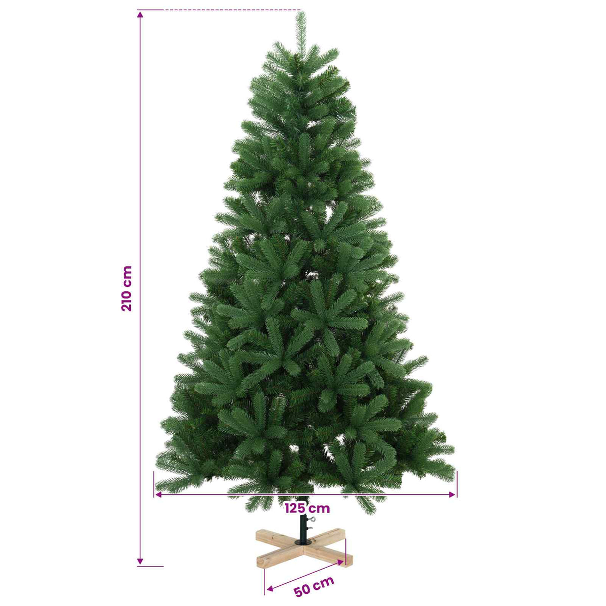 vidaXL Sztuczna choinka z bombką 210 cm 300 LED Ciepła biel PVC