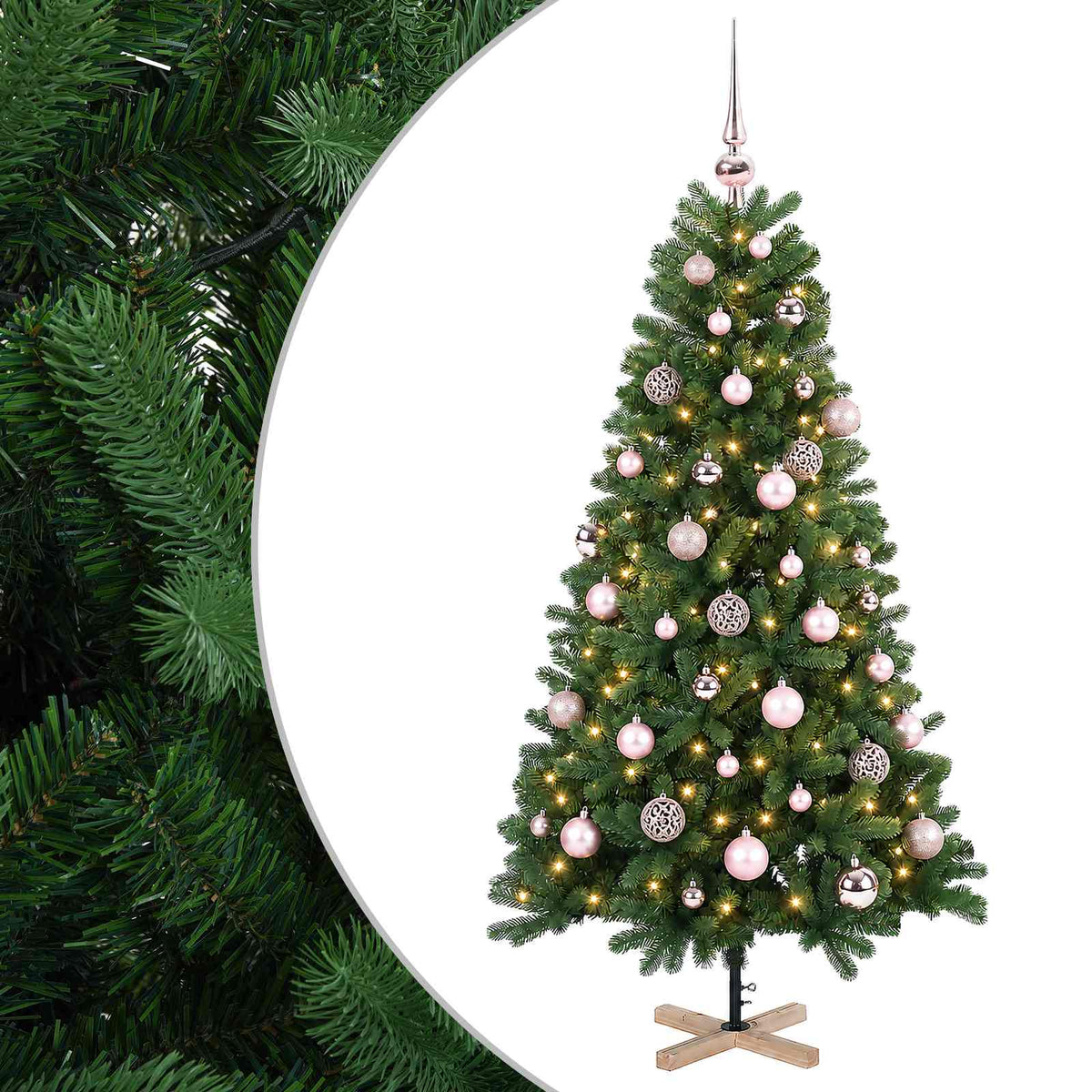 vidaXL Sztuczna choinka z bombką 120 cm 150 LED Ciepła biel PVC