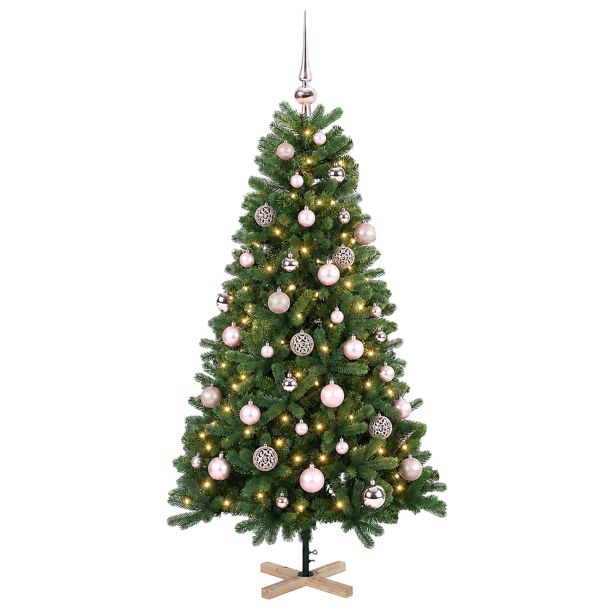 vidaXL Sztuczna choinka z bombką 150 cm 150 LED Ciepła biel PVC