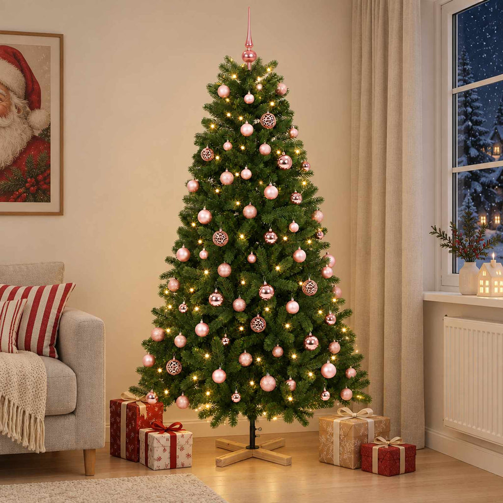 vidaXL Sztuczna choinka z bombką 180 cm 300 LED Ciepła biel PVC
