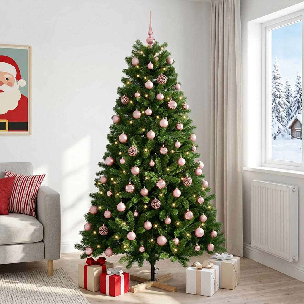 vidaXL Sztuczna choinka z bombką 240 cm 300 LED Ciepła biel PVC