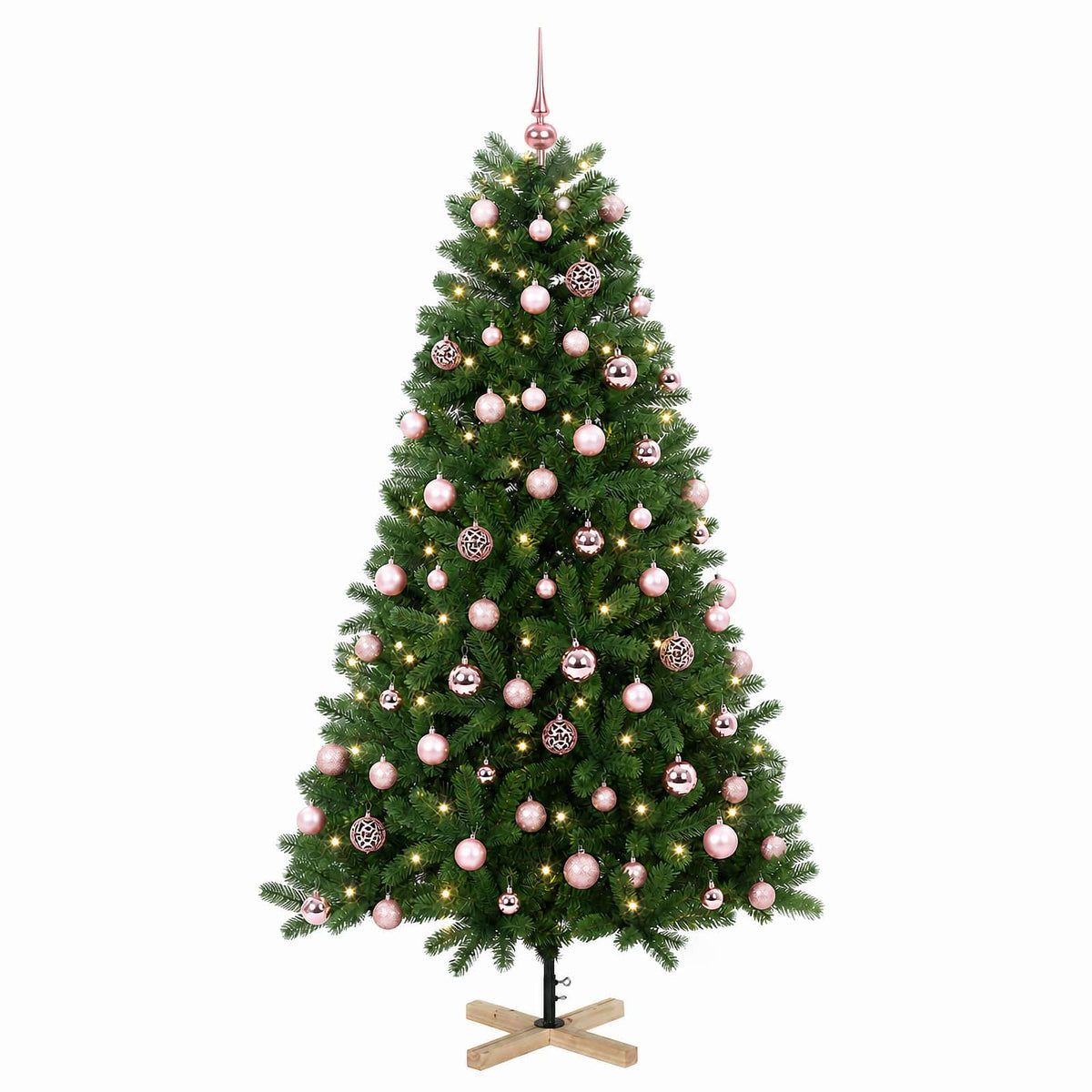 vidaXL Sztuczna choinka z bombką 180 cm 300 LED Ciepła biel PVC