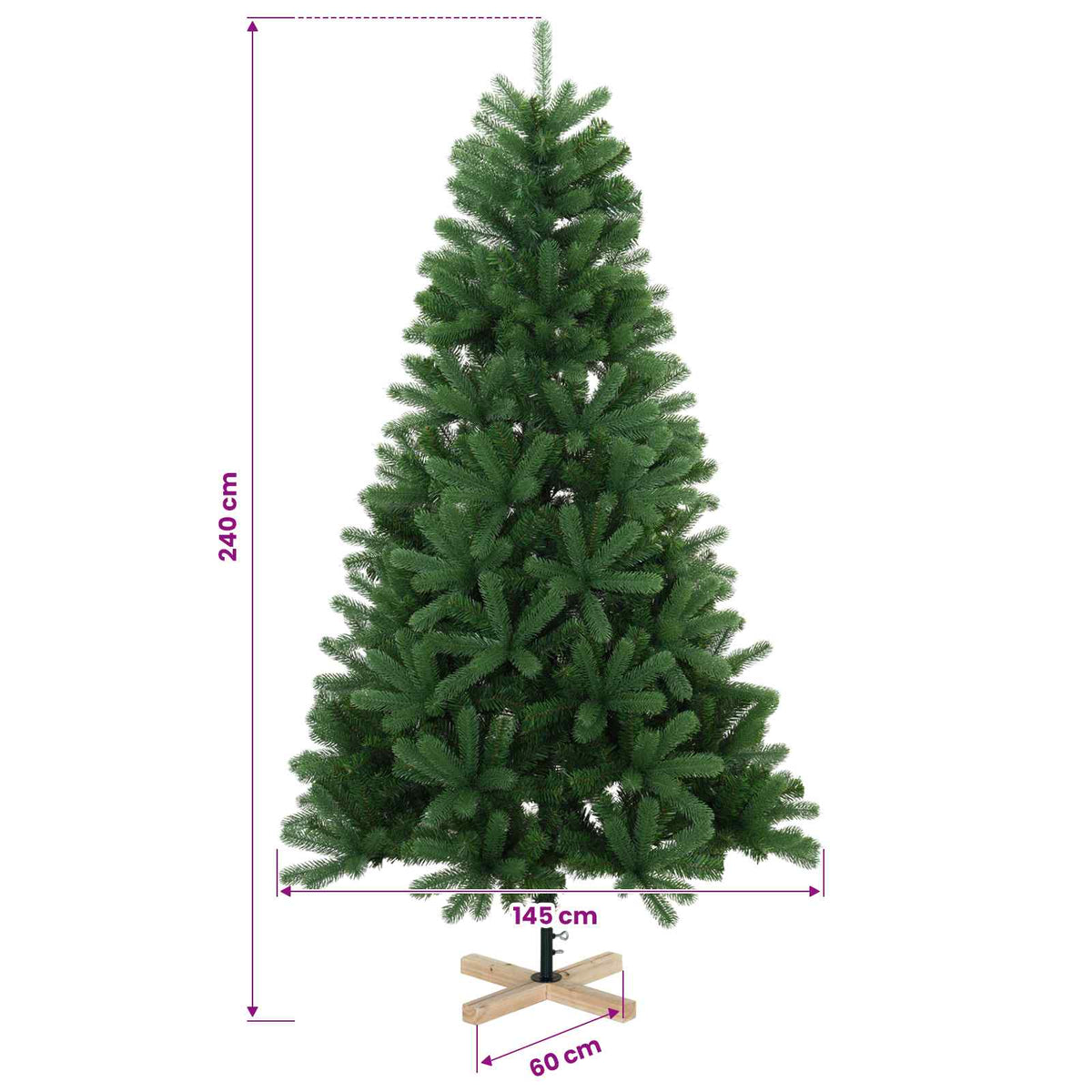 vidaXL Sztuczna choinka z bombką 240 cm 300 LED Ciepła biel PVC