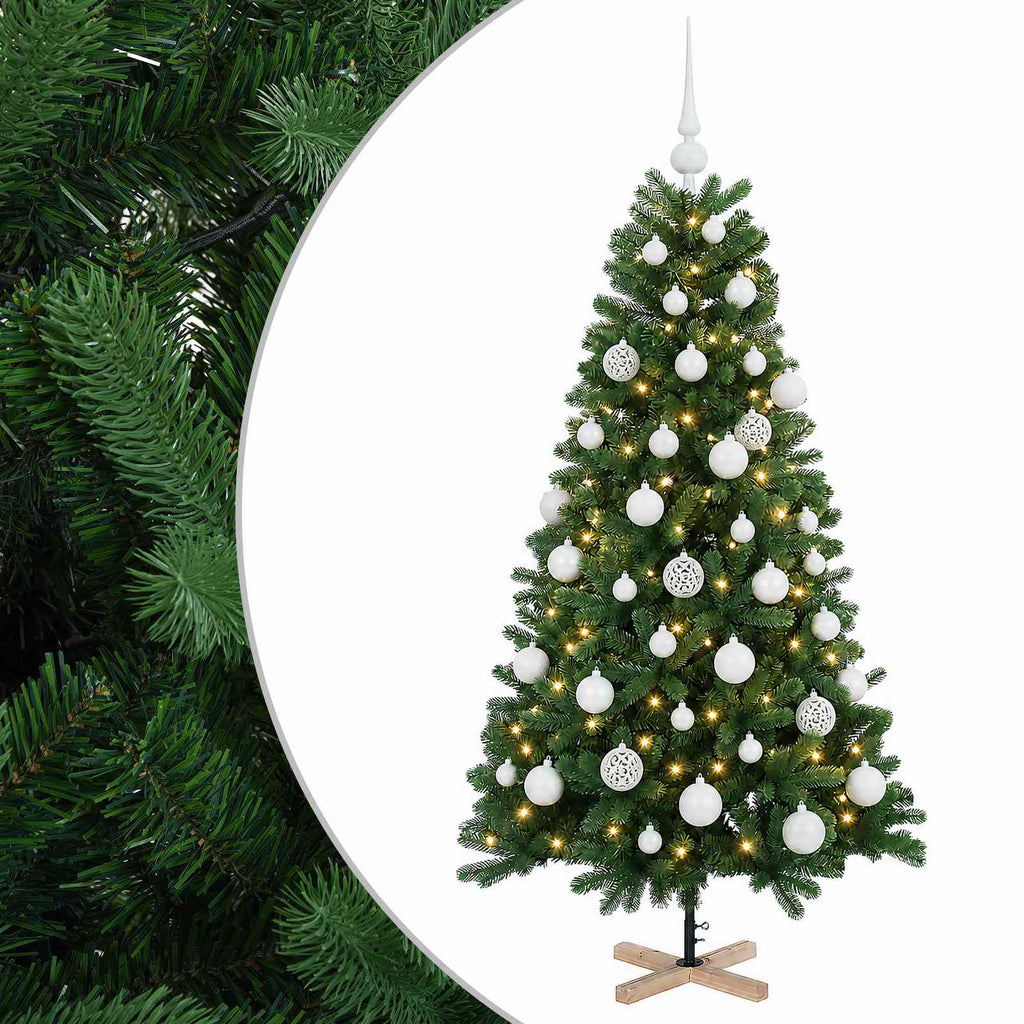 vidaXL Sztuczna choinka z bombką 120 cm 150 LED Ciepła biel PVC