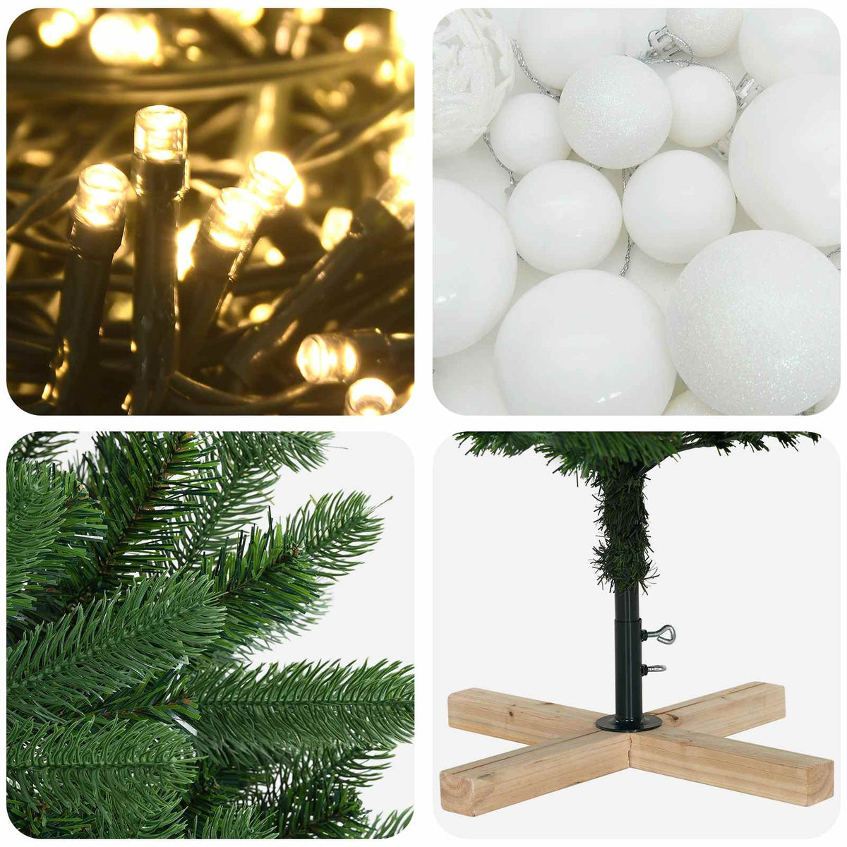 vidaXL Sztuczna choinka z bombką 150 cm 150 LED Ciepła biel PVC