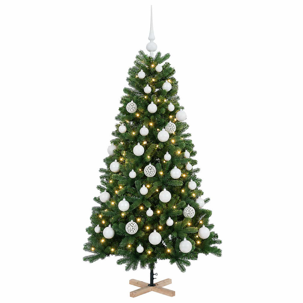 vidaXL Sztuczna choinka z bombką 150 cm 150 LED Ciepła biel PVC