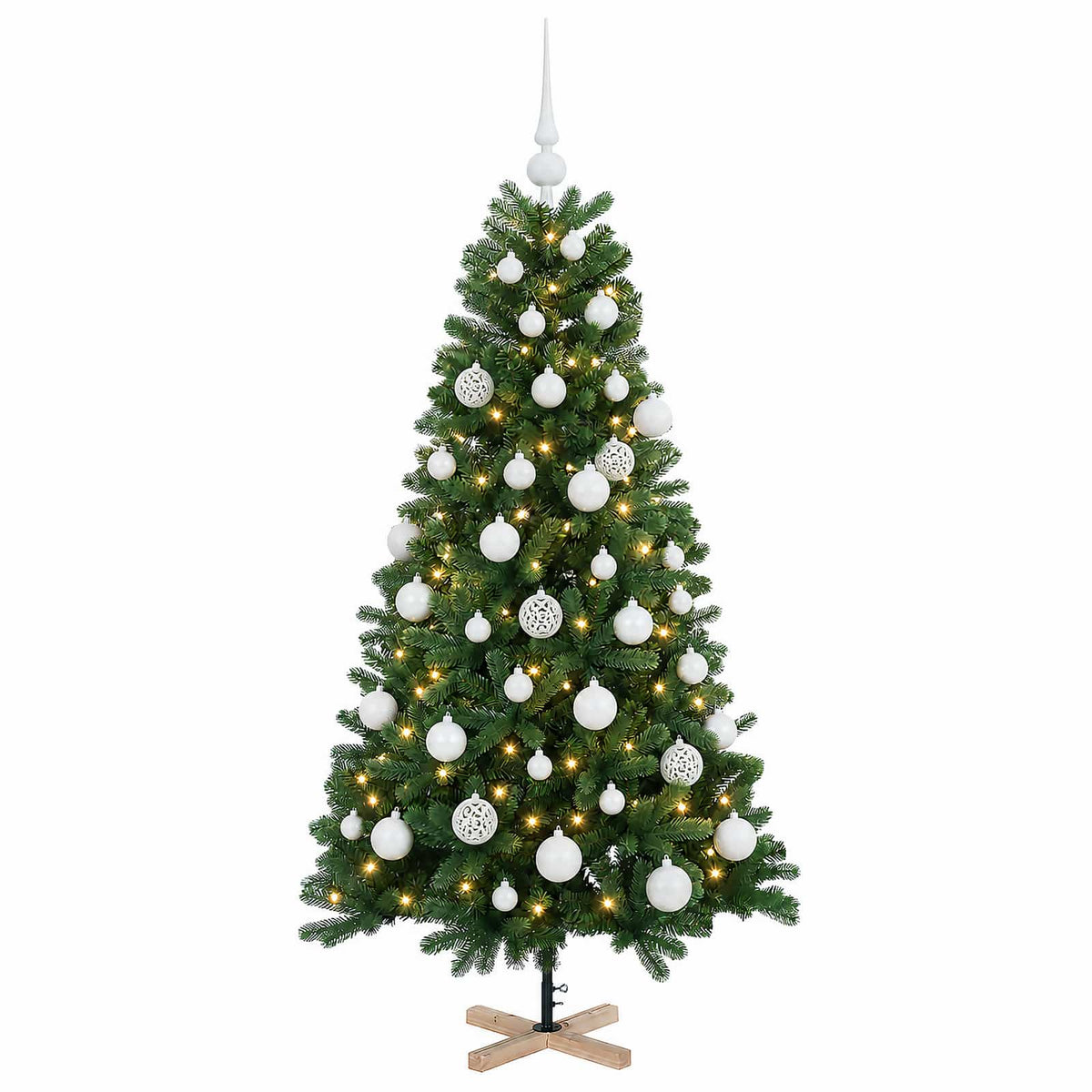 vidaXL Sztuczna choinka z bombką 150 cm 150 LED Ciepła biel PVC
