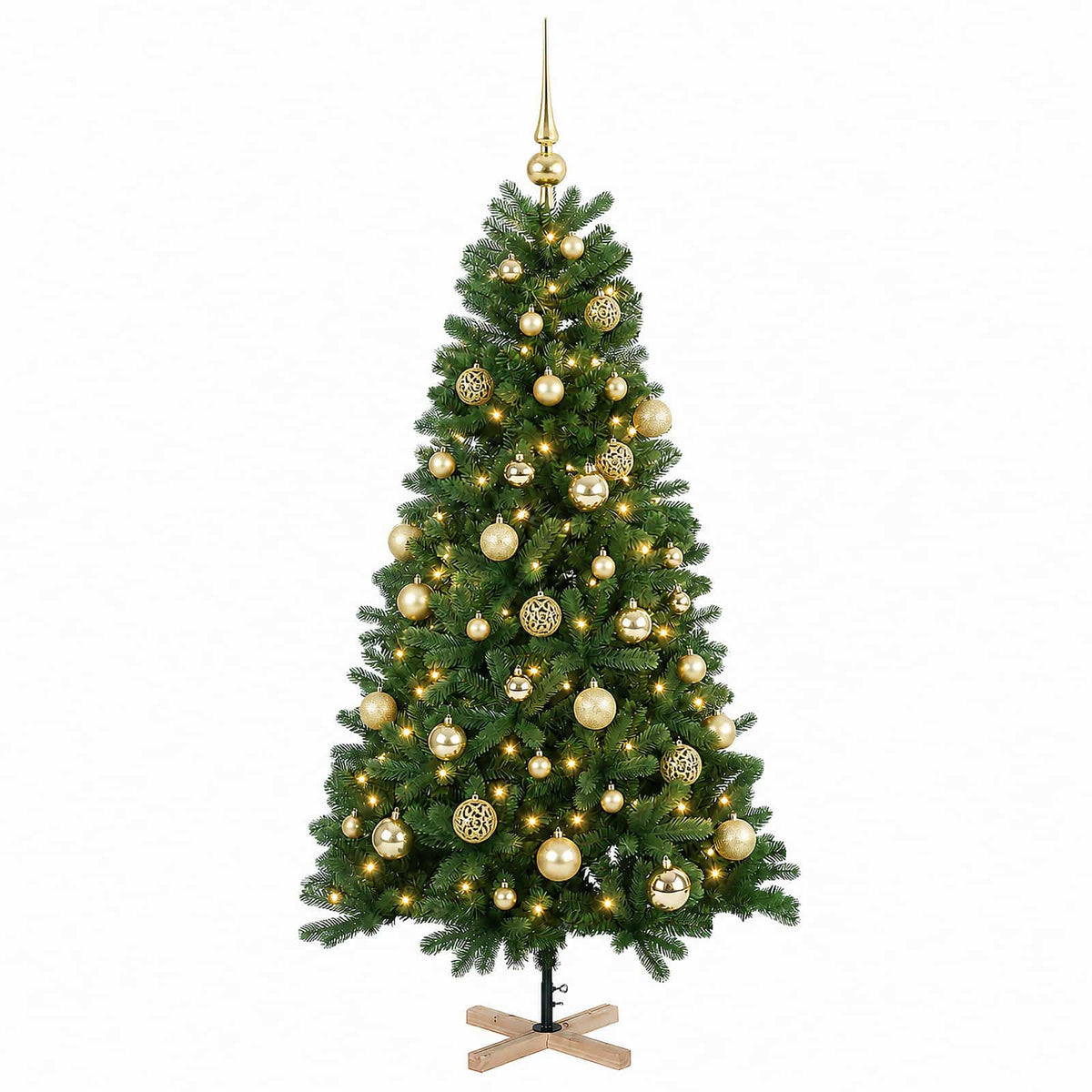 vidaXL Sztuczna choinka z bombką 150 cm 150 LED Ciepła biel PVC