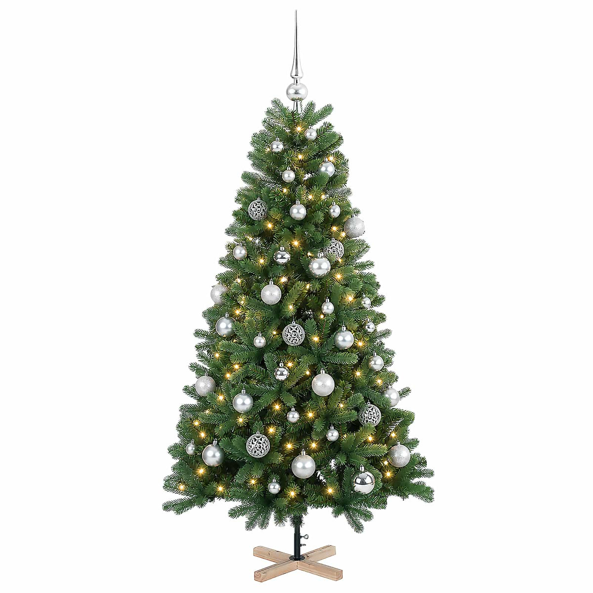 vidaXL Sztuczna choinka z bombką 120 cm 150 LED Ciepła biel PVC