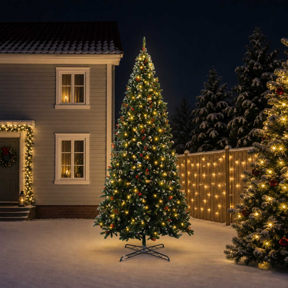 vidaXL Sztuczna choinka z zawiasami 500 cm 900 LED Ciepła biel