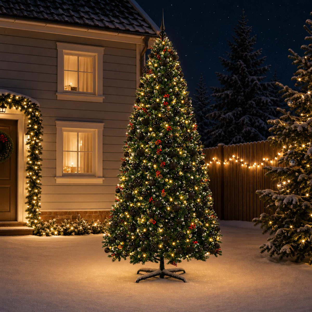 vidaXL Sztuczna choinka na zawiasach z bombkami 400 cm 600 LED