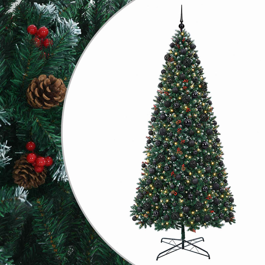vidaXL Sztuczna choinka na zawiasach z bombkami 400 cm 600 LED
