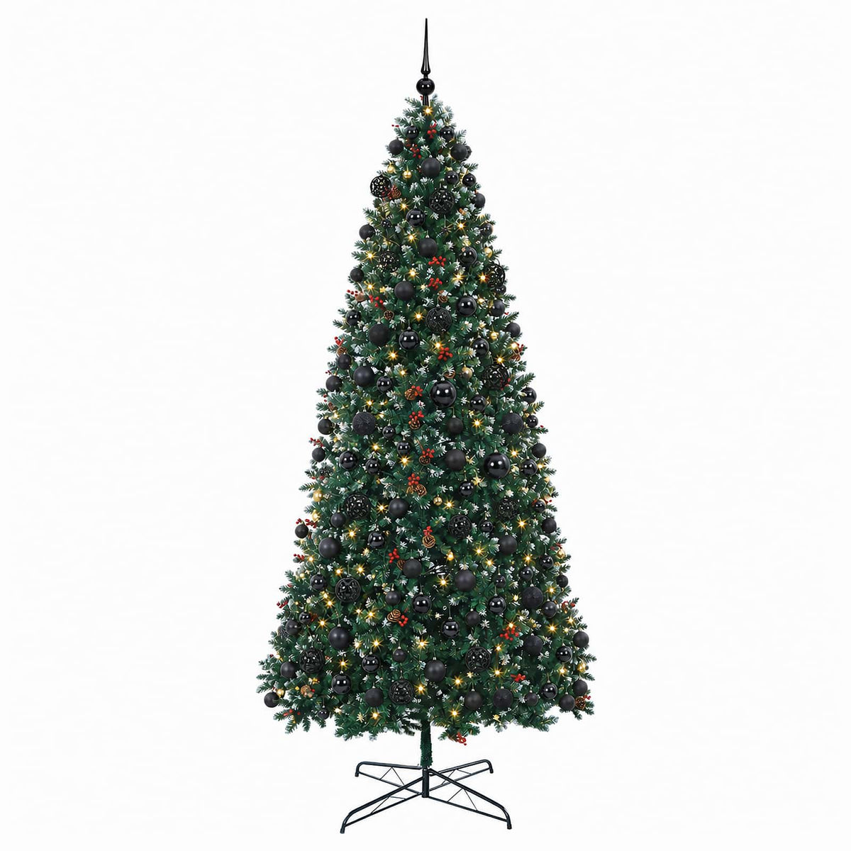vidaXL Sztuczna choinka na zawiasach z bombkami 400 cm 600 LED