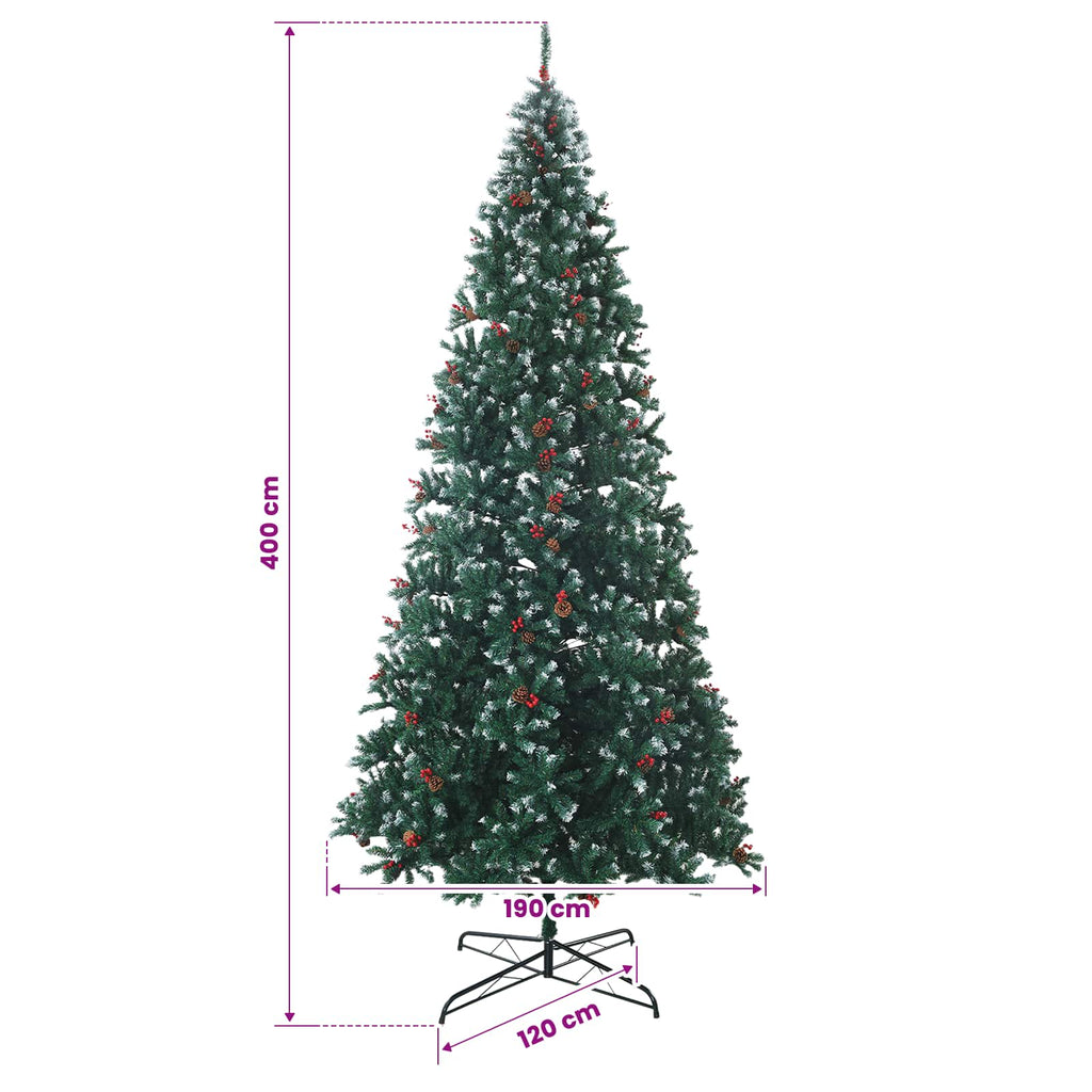 vidaXL Sztuczna choinka na zawiasach z bombkami 400 cm 600 LED