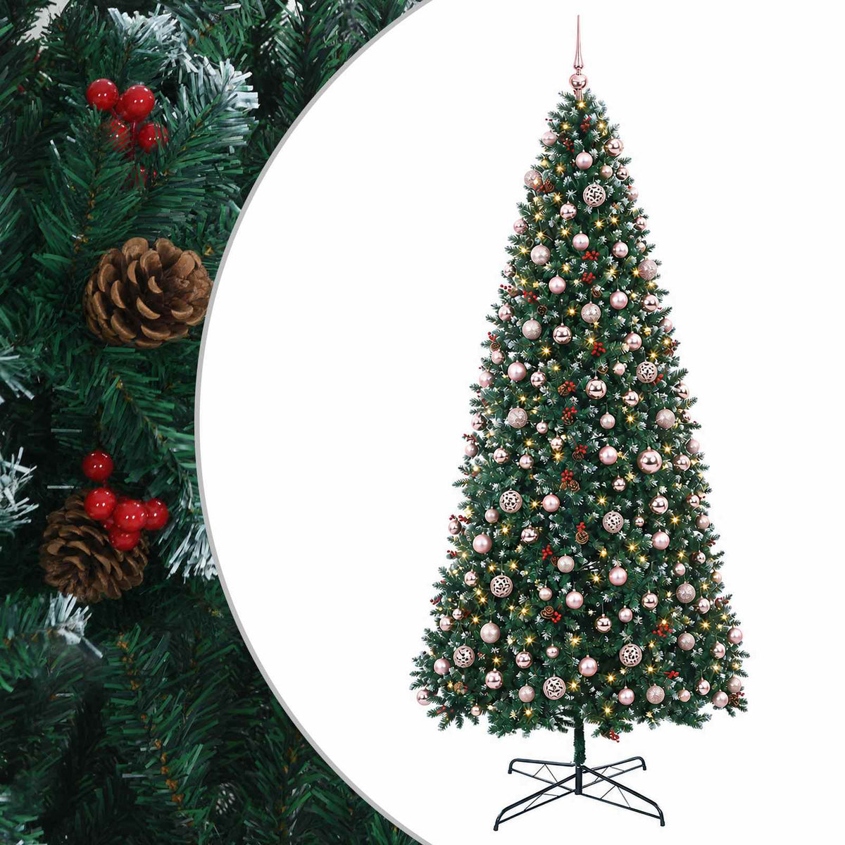 vidaXL Sztuczna choinka na zawiasach z bombkami 500 cm 900 LED