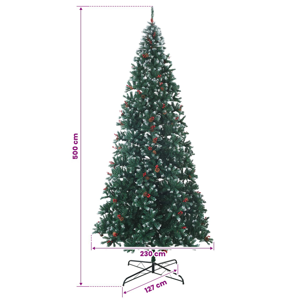 vidaXL Sztuczna choinka na zawiasach z bombkami 500 cm 900 LED