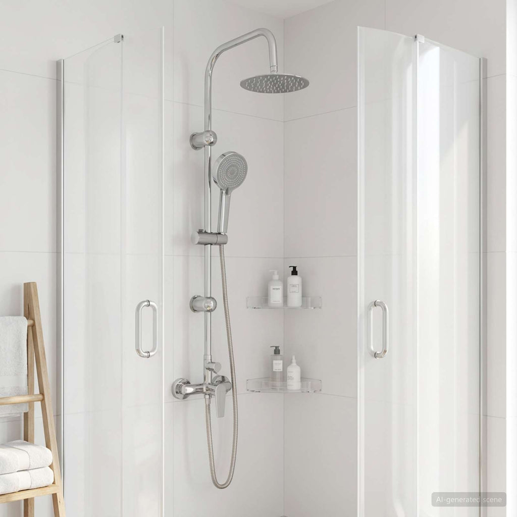 vidaXL System Prysznicowy chromowany Stal nierdzewna 21 x 48 x 112 cm