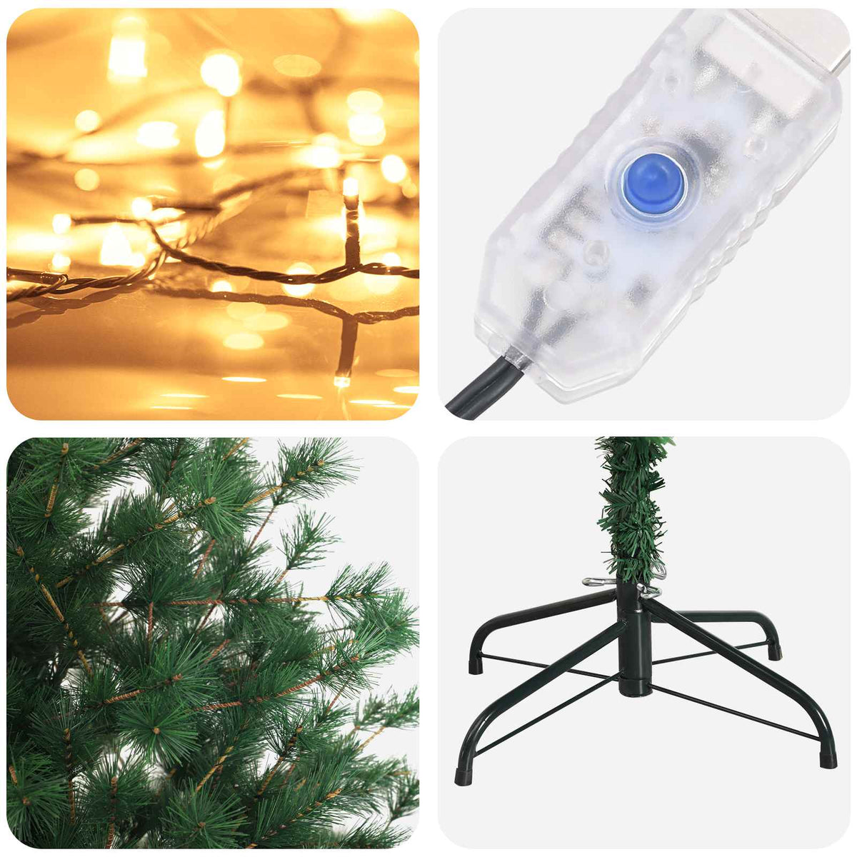 vidaXL Sztuczna choinka z zawiasami 150 cm 150 LED Ciepła biel