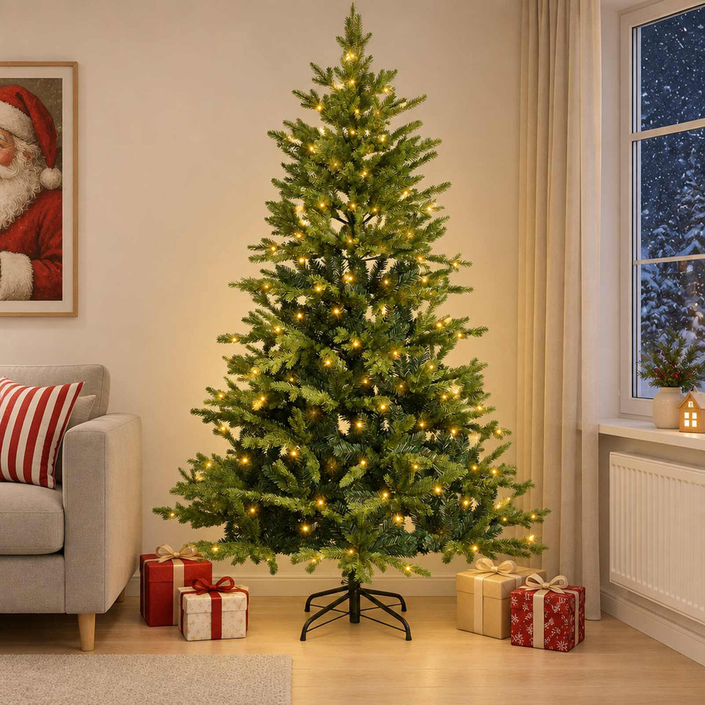 vidaXL Sztuczna choinka z zawiasami 240 cm 300 LED Ciepła biel