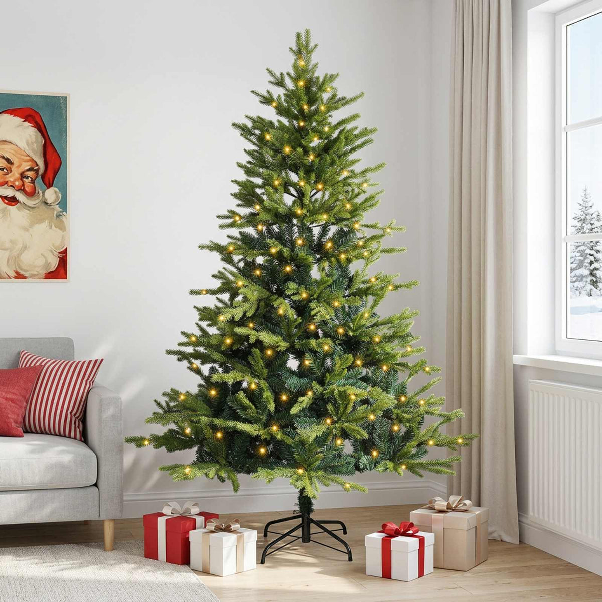 vidaXL Sztuczna choinka z zawiasami 180 cm 300 LED Ciepła biel