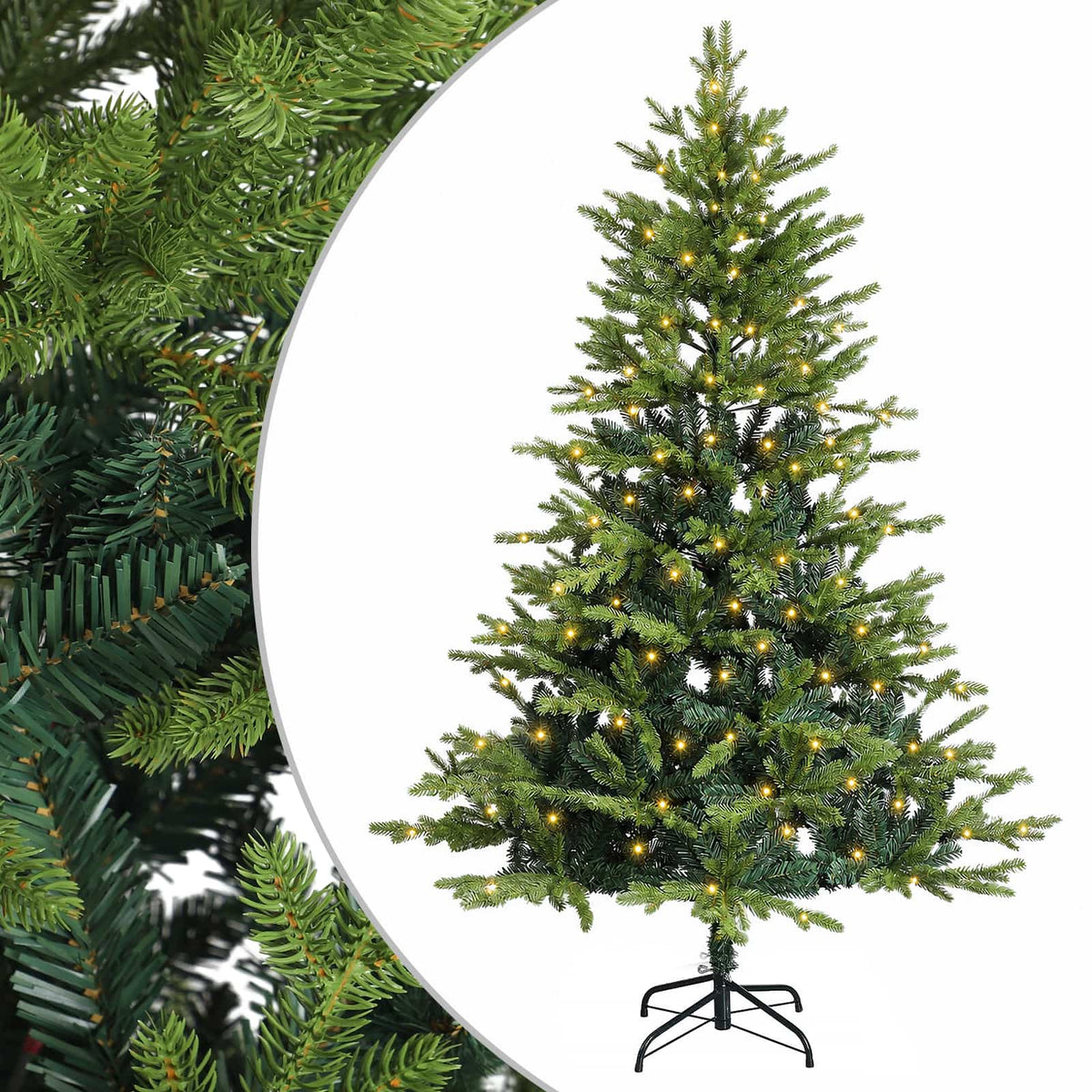 vidaXL Sztuczna choinka z zawiasami 150 cm 150 LED Ciepła biel