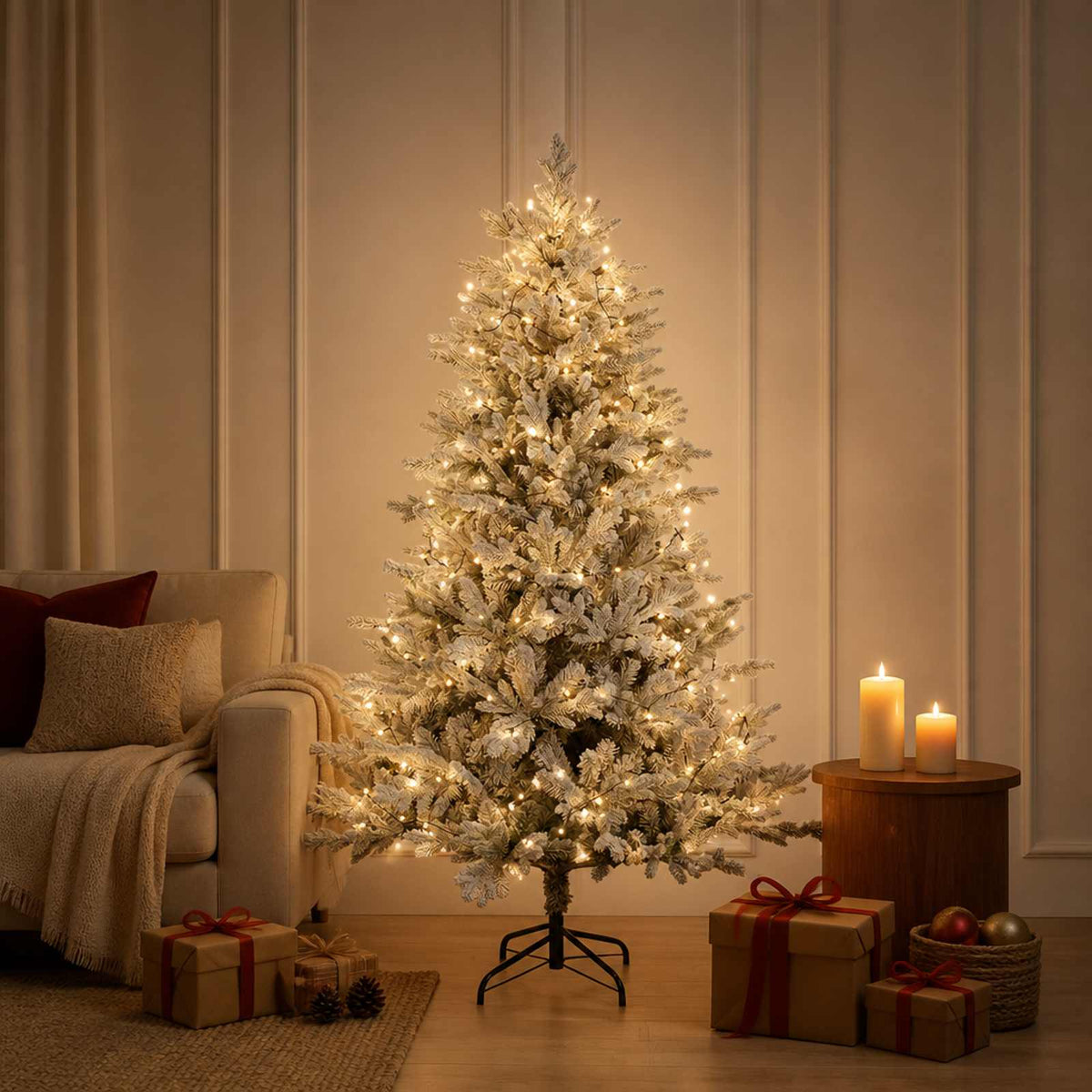 vidaXL Sztuczna choinka z zawiasami 240 cm 300 LED Ciepła biel