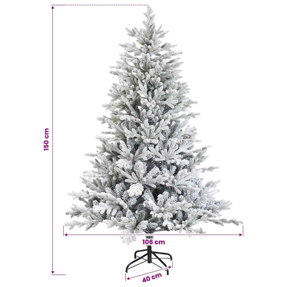 vidaXL Sztuczna choinka z zawiasami 150 cm 150 LED Ciepła biel