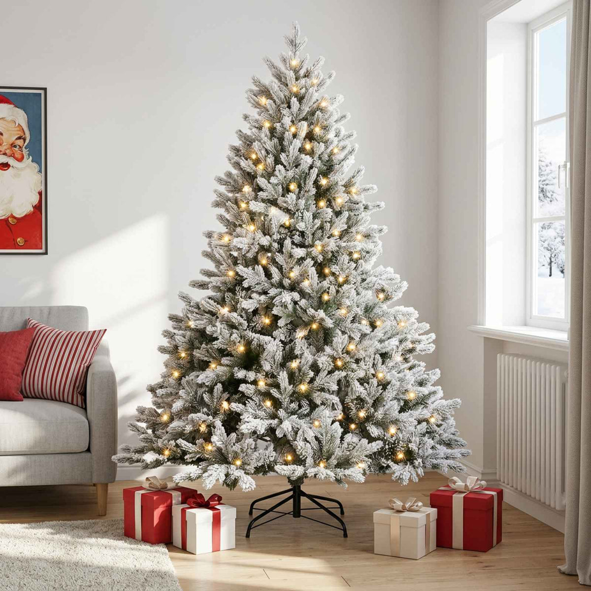 vidaXL Sztuczna choinka z zawiasami 150 cm 150 LED Ciepła biel