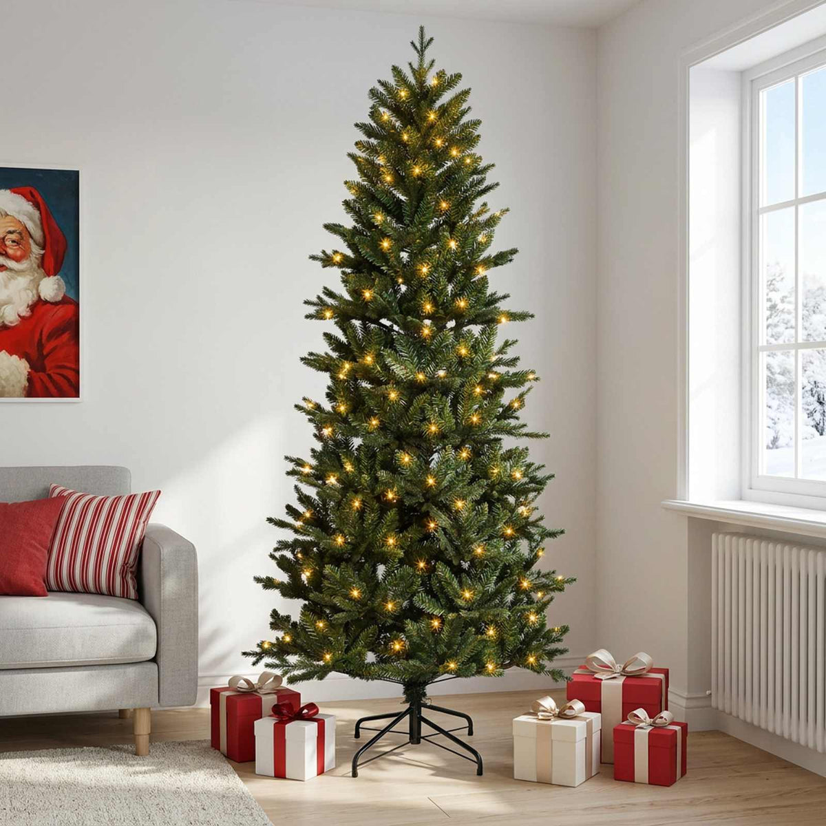 vidaXL Sztuczna choinka z zawiasami 150 cm 150 LED Ciepła biel