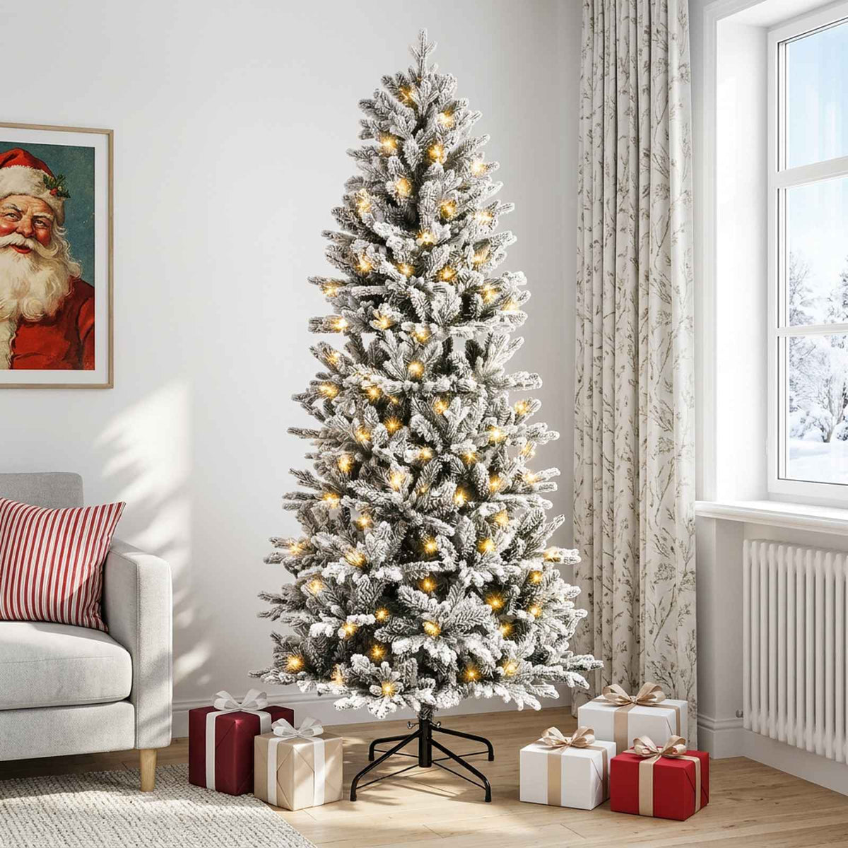 vidaXL Sztuczna choinka z zawiasami 240 cm 300 LED Ciepła biel