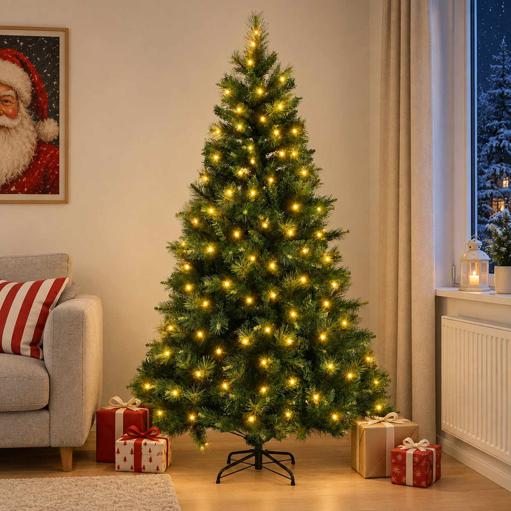 vidaXL Sztuczna choinka z zawiasami 240 cm 300 LED Ciepła biel