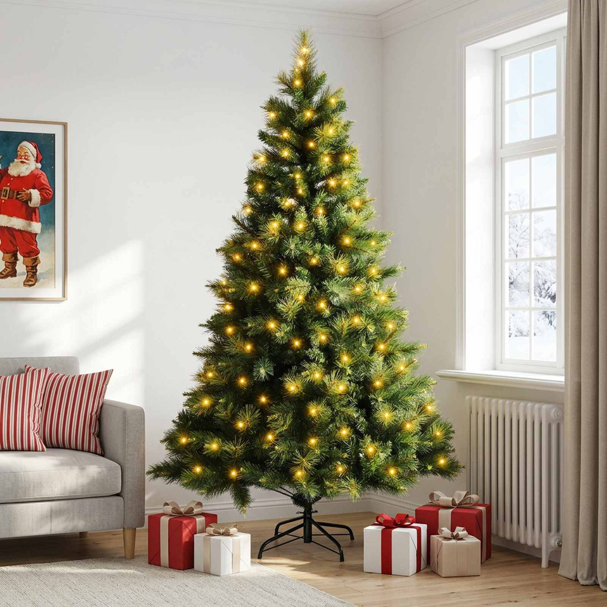 vidaXL Sztuczna choinka z zawiasami 150 cm 150 LED Ciepła biel