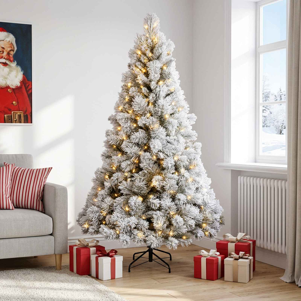 vidaXL Sztuczna choinka z zawiasami 240 cm 300 LED Ciepła biel