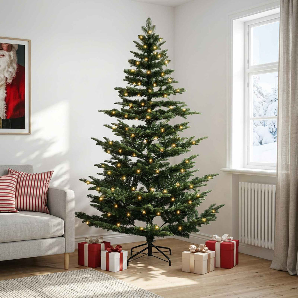 vidaXL Sztuczna choinka z zawiasami 240 cm 300 LED Ciepła biel