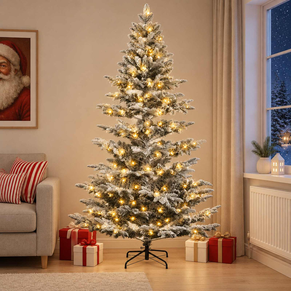 vidaXL Sztuczna choinka z zawiasami 210 cm 300 LED Ciepła biel