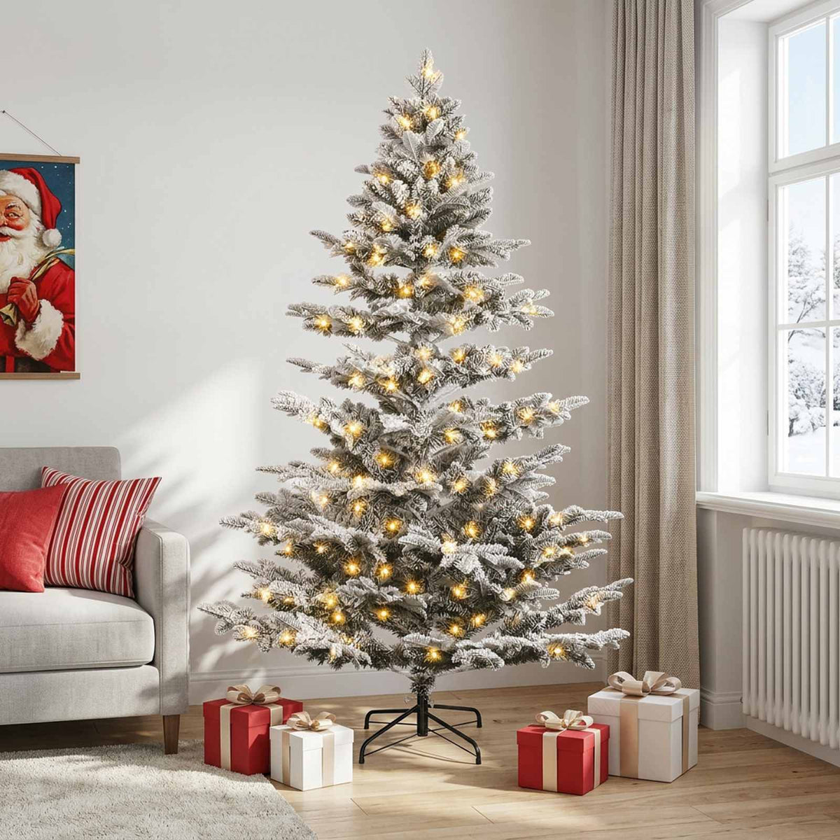 vidaXL Sztuczna choinka z zawiasami 150 cm 150 LED Ciepła biel