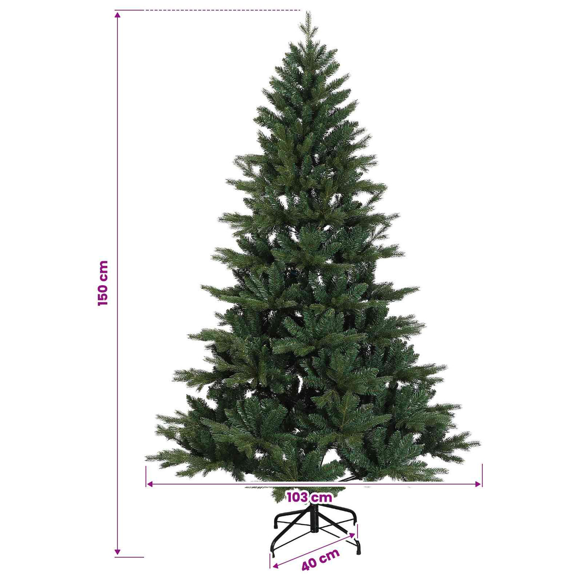 vidaXL Sztuczna choinka z zawiasami 150 cm 150 LED Ciepła biel