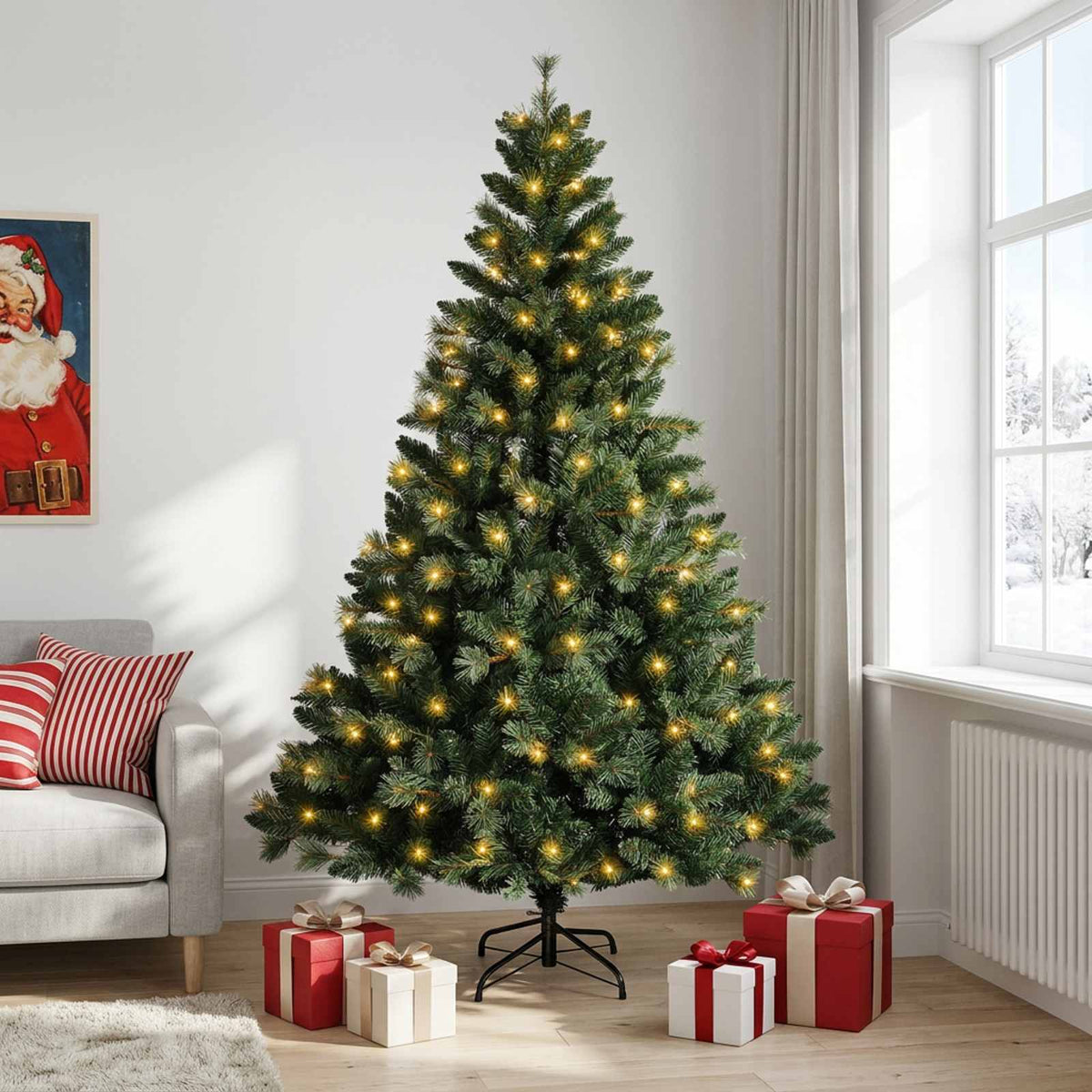 vidaXL Sztuczna choinka z zawiasami 120 cm 150 LED Ciepła biel