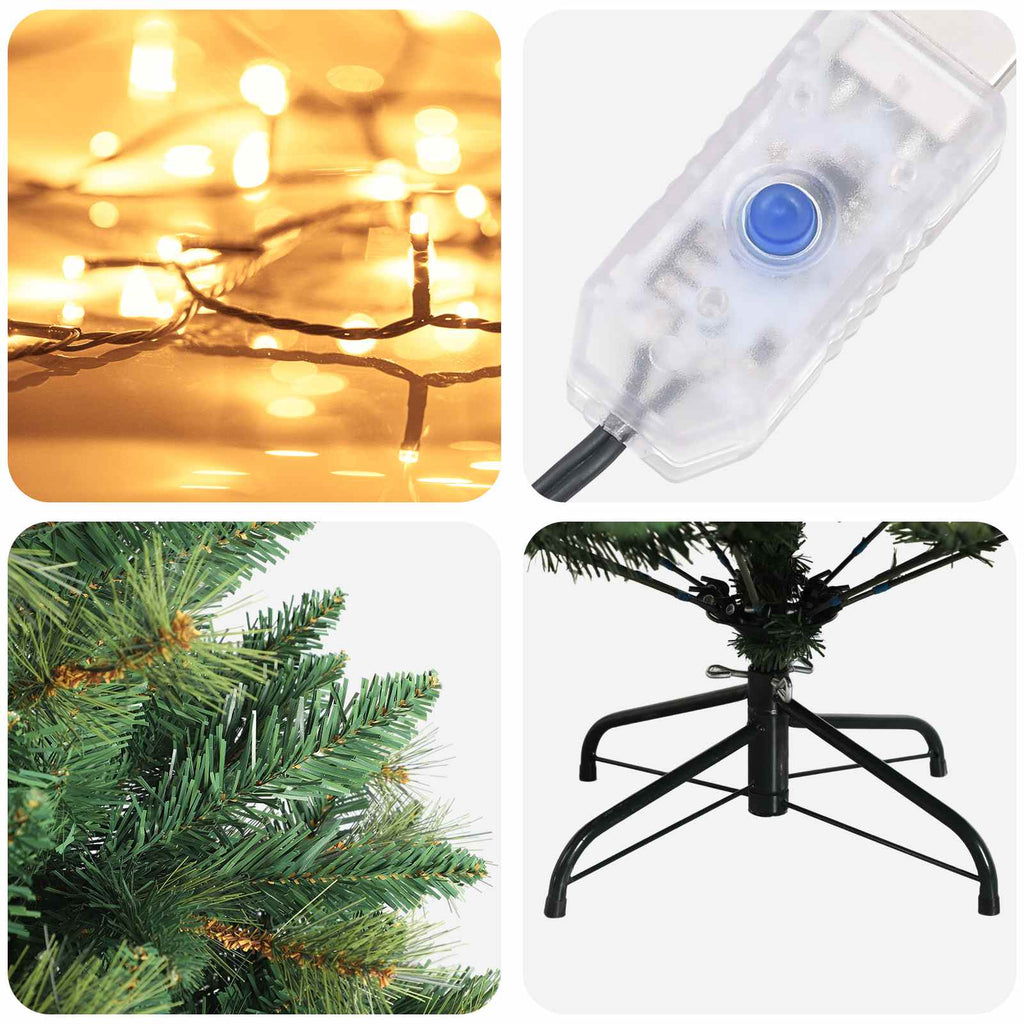 vidaXL Sztuczna choinka z zawiasami 150 cm 150 LED Ciepła biel