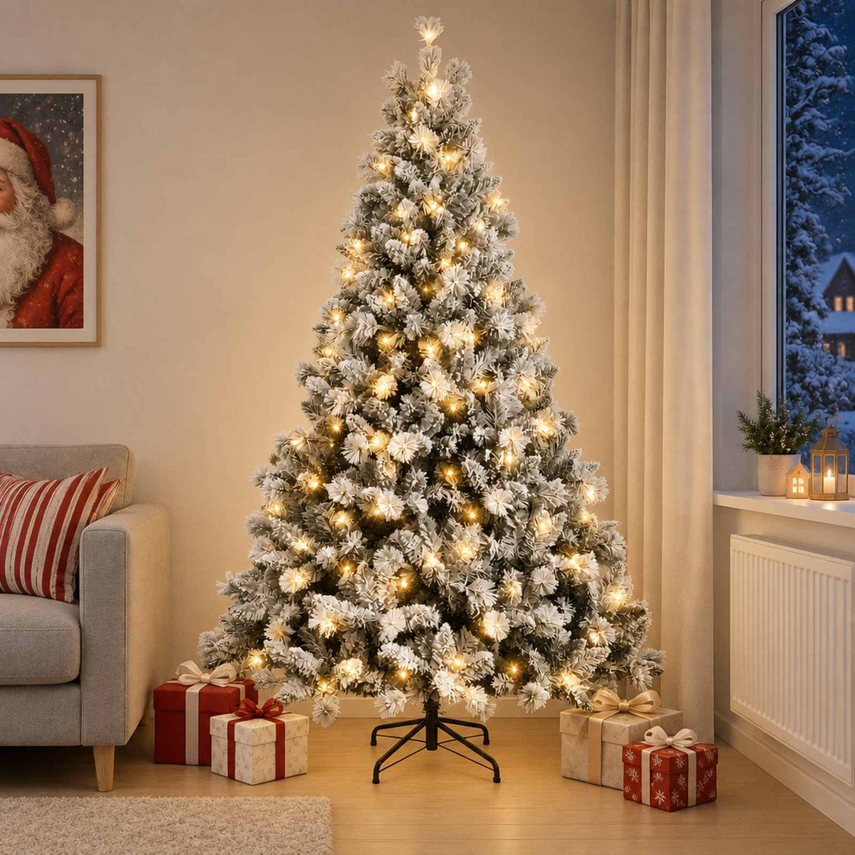 vidaXL Sztuczna choinka z zawiasami 120 cm 150 LED Ciepła biel