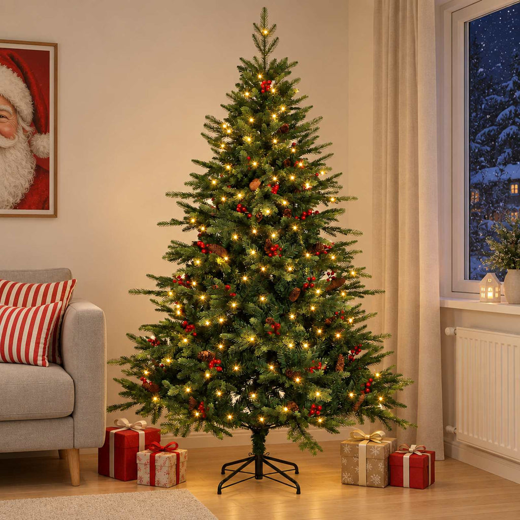 vidaXL Sztuczna choinka z zawiasami 120 cm 150 LED Ciepła biel