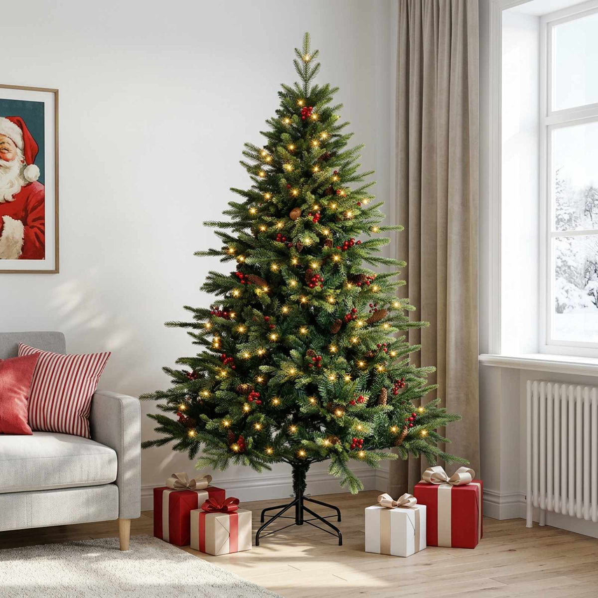 vidaXL Sztuczna choinka z zawiasami 120 cm 150 LED Ciepła biel