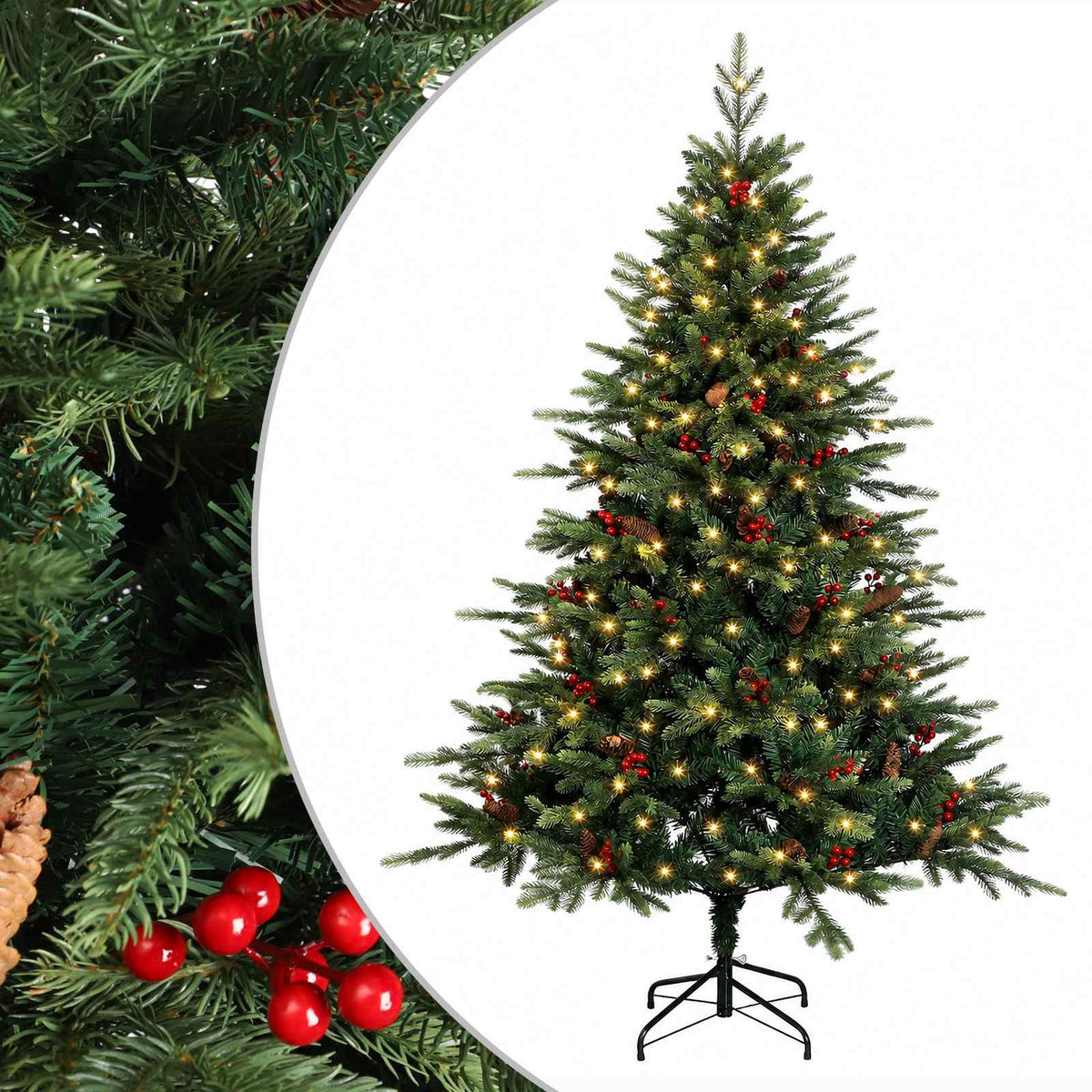 vidaXL Sztuczna choinka z zawiasami 120 cm 150 LED Ciepła biel