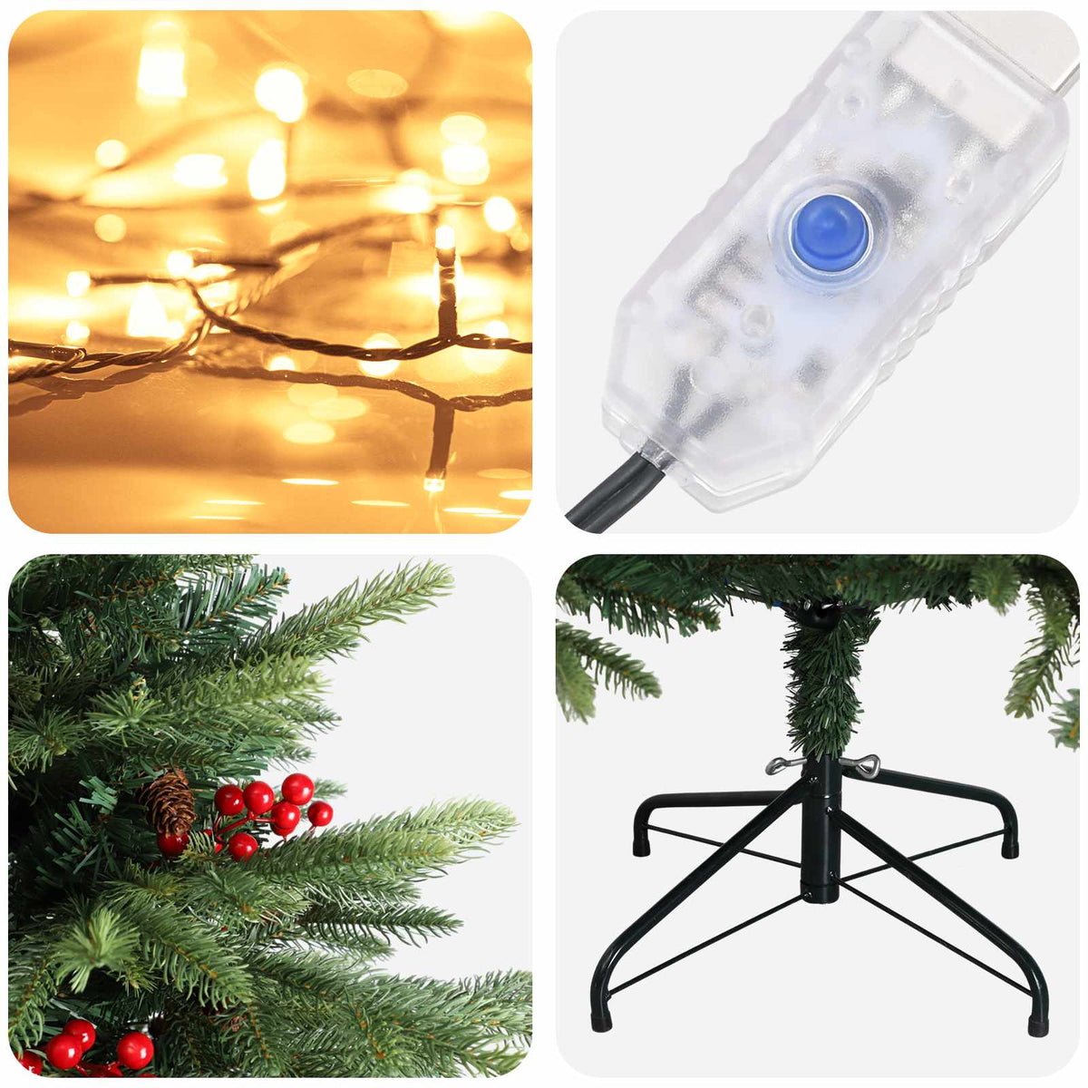 vidaXL Sztuczna choinka z zawiasami 150 cm 150 LED Ciepła biel