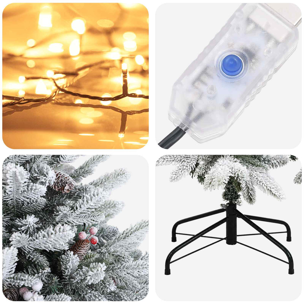 vidaXL Sztuczna choinka z zawiasami 150 cm 150 LED Ciepła biel
