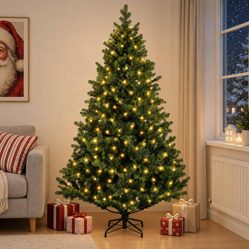 vidaXL Sztuczna choinka z zawiasami 240 cm 300 LED Ciepła biel