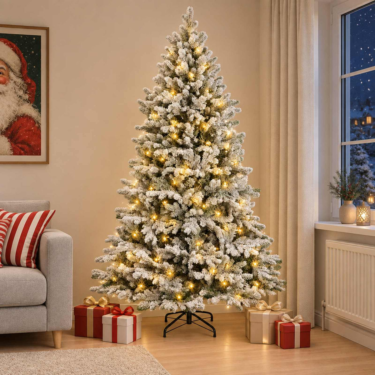 vidaXL Sztuczna choinka z zawiasami 210 cm 300 LED Ciepła biel