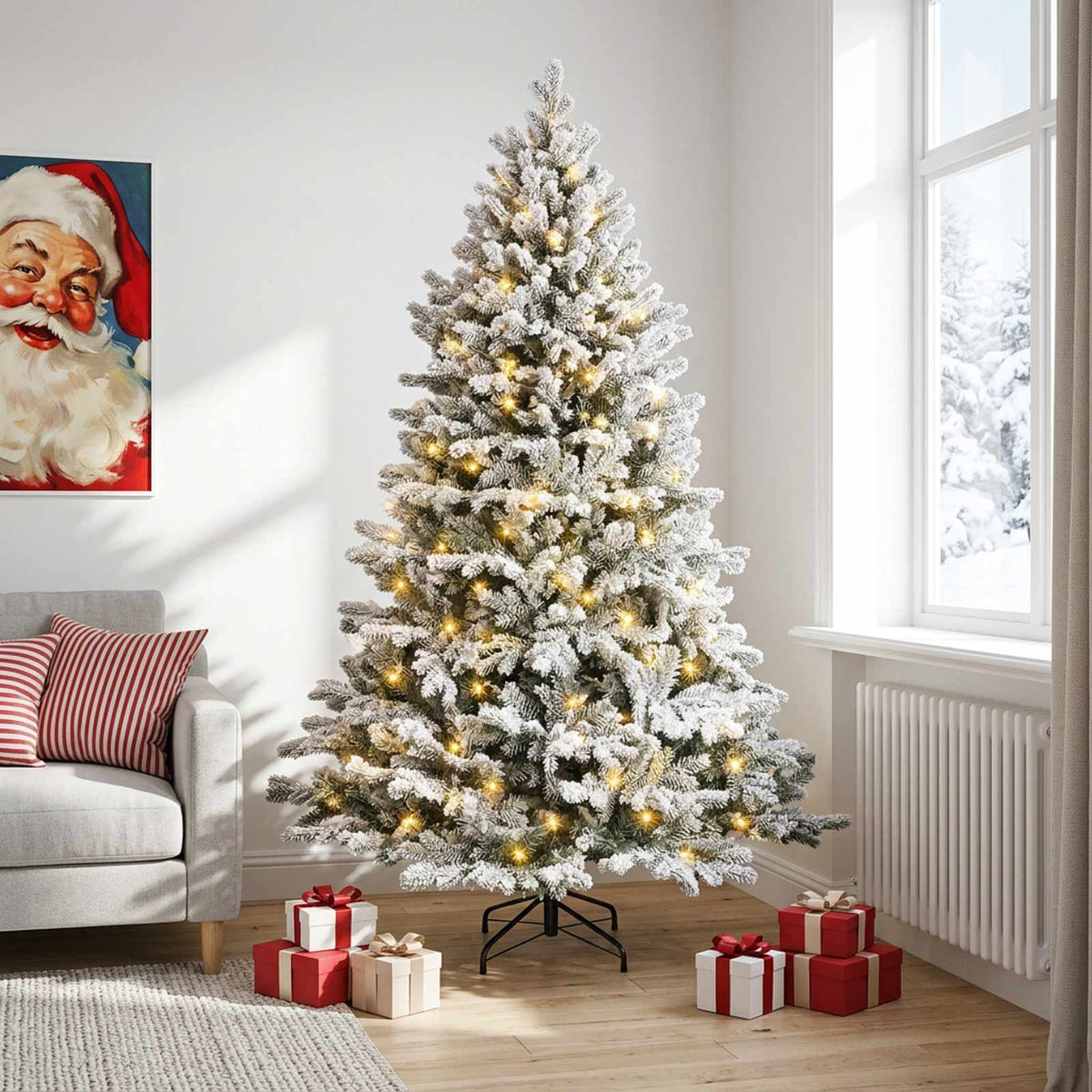 vidaXL Sztuczna choinka z zawiasami 210 cm 300 LED Ciepła biel