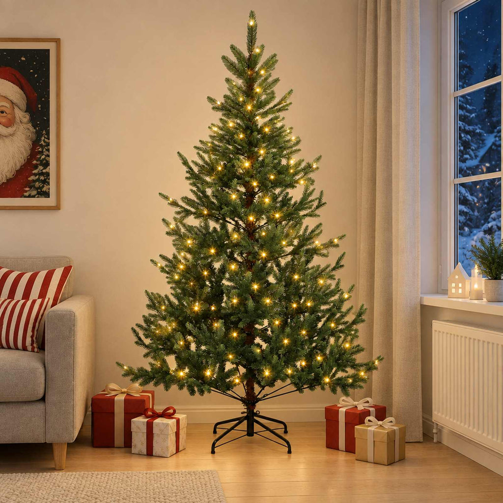 vidaXL Sztuczna choinka z zawiasami 180 cm 300 LED Ciepła biel