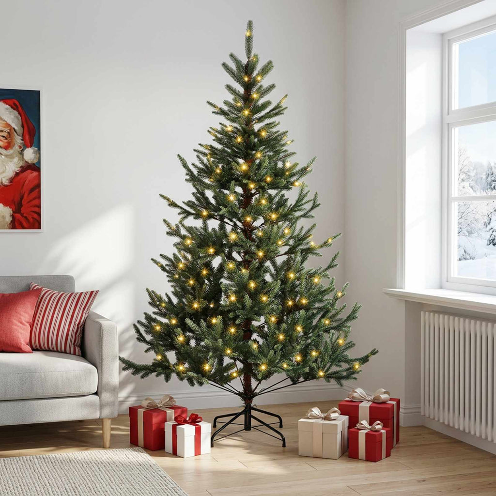 vidaXL Sztuczna choinka z zawiasami 240 cm 300 LED Ciepła biel